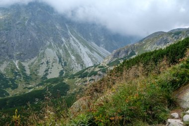 Turistik yürüyüş parkurları ile Batı Karpat Dağları. Tatra, Slovakya