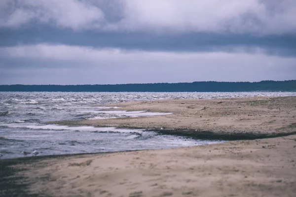 Dirty Sandy Sea Beach Evening — Stock Photo, Image