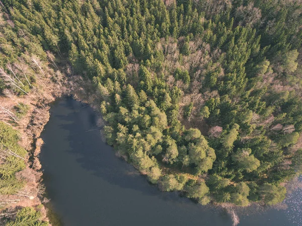 Imagem Drone Vista Aérea Área Rural Com Campos Florestas Reflexões — Fotografia de Stock