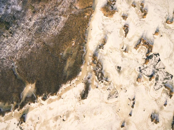 Imagem Drone Vista Aérea Área Rural Com Campos Florestas Inverno — Fotografia de Stock