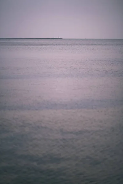 Empty Sea Beach Autumn Mist Cool Tones Empty Sand Vintage — Stock Photo, Image