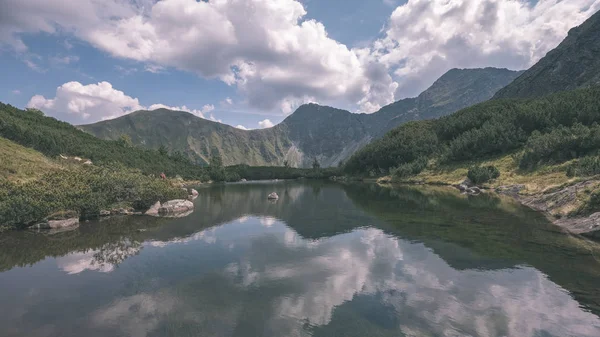 Beautiful Mountain Lake Panorama View Late Summer Slovakian Carpathian Tatra — Stock Photo, Image