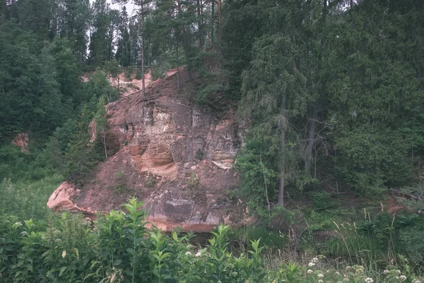 Arroyo Rocoso Río Profundo Bosque Verano Río Amata Letonia Cerca — Foto de Stock