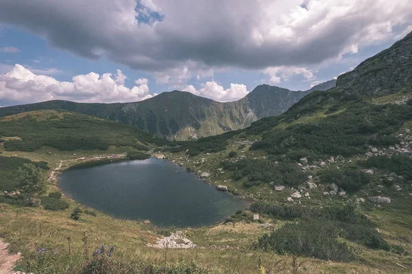 Nádherné Horské Panorama Výhledem Jezero Pozdním Létě Slovenských Karpat Tatra — Stock fotografie