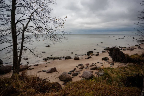 Felsige Küste Lettland Mit Fließendem Wasser Meer Und Großen Felsen — Stockfoto