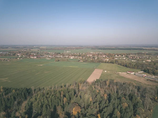 Drone Bild Flygfoto Över Landsbygden Med Fält Och Skogar Mulen — Stockfoto