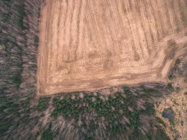 Imagen Del Dron Vista Aérea Zona Rural Con Campos Bosques — Foto de Stock