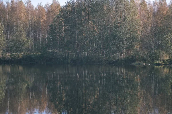 Spiegelungen Der Natur Klarem Wasser See Oder Fluss Auf Dem — Stockfoto