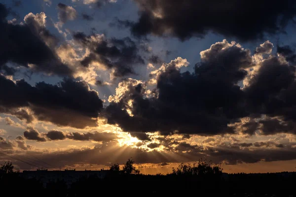 Nuages Orageux Formant Sur Campagne Les Champs — Photo