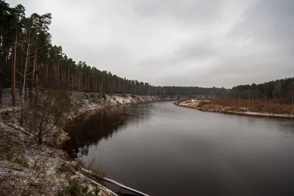 Floden Gauja Nära Valmiera Med Sandstensklippor Och Lugna Vatten Början — Stockfoto
