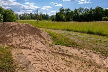 Bazı bitkiler ile su vücut yakınındaki Soyut doku kum desen 