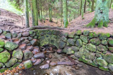 Büyük granit kaya diğerinden izole doğa ortamında tek