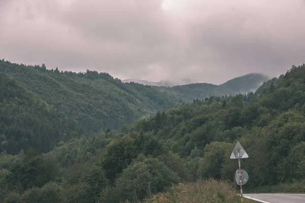 Misty Day Slovakia Tatra Mountains Forests Autumn Wet Day Vintage — Stock Photo, Image