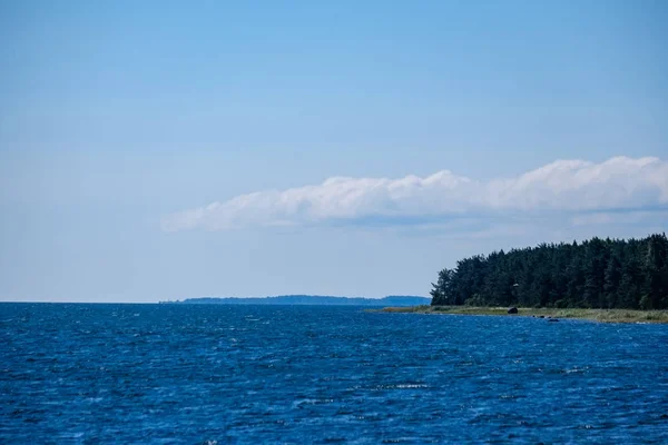 Vue Panoramique Sur Plage Mer Été Avec Des Rochers Des — Photo