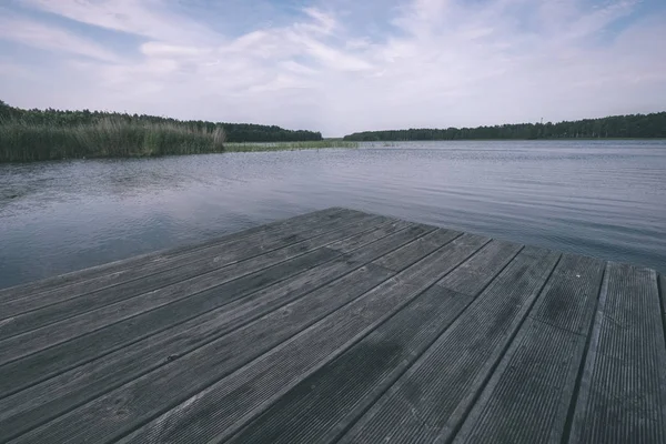 Wooden Composite Material Foot Bridge Water Green Summer Forest Surroundings — Stock Photo, Image