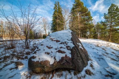 Büyük granit kaya diğerinden izole doğa ortamında tek