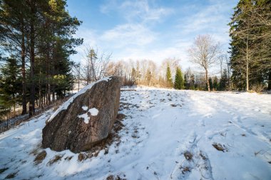 Büyük granit kaya diğerinden izole doğa ortamında tek