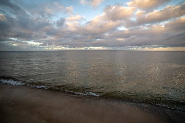 Praia Mar Vazia Com Dunas Areia Troncos Árvores Secas Lavados — Fotografia de Stock