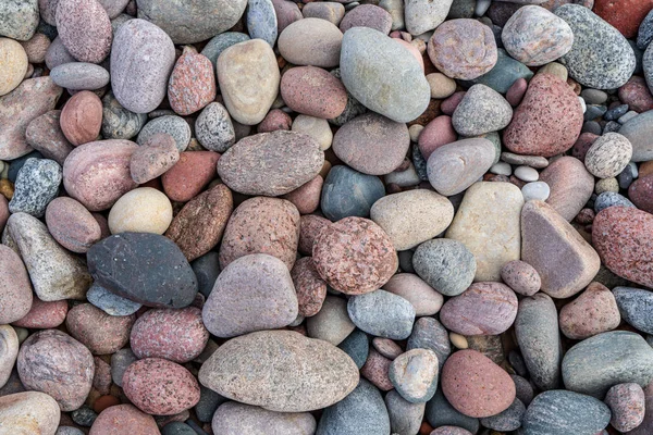 背景五颜六色的海鹅卵石在海滩上 — 图库照片