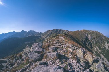 görünümü güzel kayalık Tatra Dağları yaz altında mavi gökyüzü, Slovakya