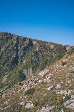 görünümü güzel kayalık Tatra Dağları yaz altında mavi gökyüzü, Slovakya