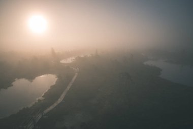 Sisli bataklık bataklık alan parlak gündoğumu