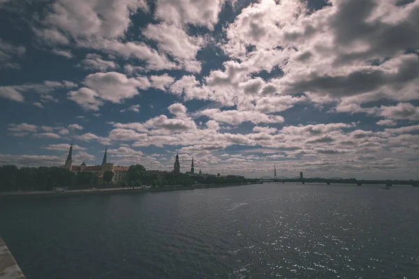 Panoramic View River Daugava Riga City Water Summer — Stock Photo, Image