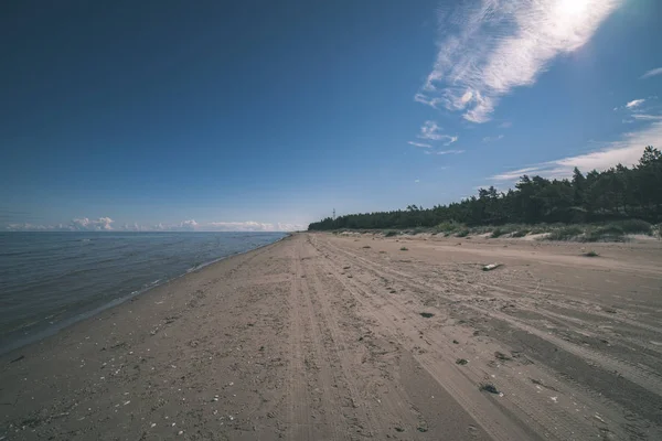 Leerer Meeresstrand Mit Sanddünen Und Schönem Himmel — Stockfoto