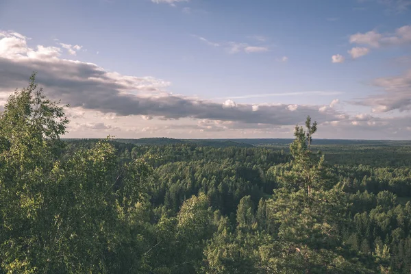 Venkovské Krajiny Polí Lesů Zatažené Obloze — Stock fotografie