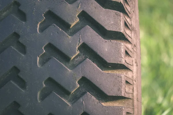 texture of rubber tire of old tractor
