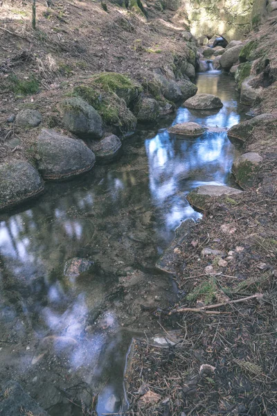 Skalnaté Pobřeží Malý Potok Lese — Stock fotografie