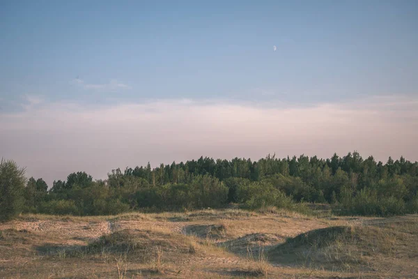 Paisaje Campos Bosques Bajo Cielo Del Atardecer — Foto de Stock