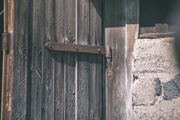 Close Porta Madeira Velha Com Detalhes Metal — Fotografia de Stock