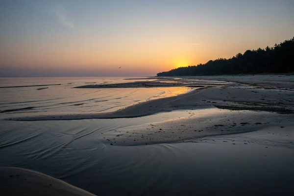 Spiaggia Sabbia Vuota Con Bassa Marea Tramonto — Foto Stock