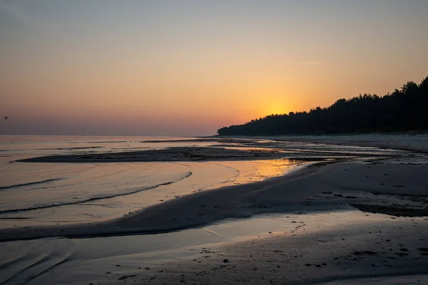 Spiaggia Sabbia Vuota Con Bassa Marea Tramonto — Foto Stock