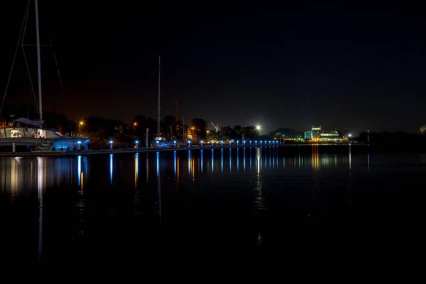 Noční Pohled Města Rigy Lotyšsku — Stock fotografie