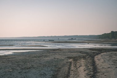 kumlu deniz Beach arka plan olarak doğal görünümü