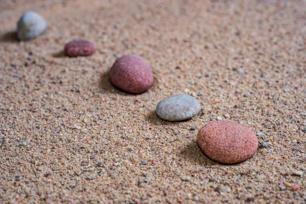 Närbild Visa För Avkopplande Stenar Handpåläggning Sand — Stockfoto