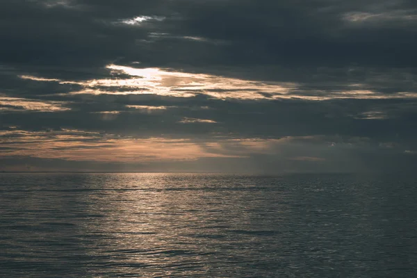 Vue Panoramique Sur Les Nuages Mer Pendant Coucher Soleil — Photo