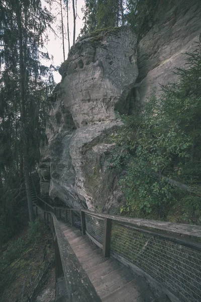 Tourist Trail Wooden Path Sandstone Sietiniezis Cliff Latvia — Stock Photo, Image