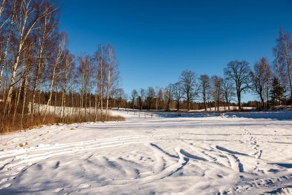 kar kış yol lastik izleri ile kaplı