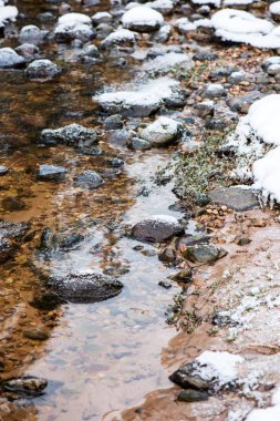 Kışın, Letonya orman Amata Nehri'nin doğal görünümü