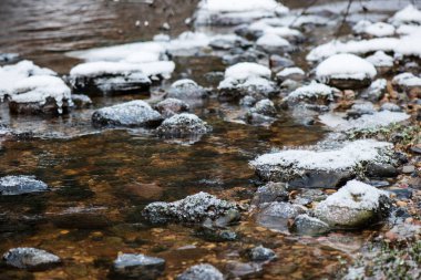 Kışın, Letonya orman Amata Nehri'nin doğal görünümü