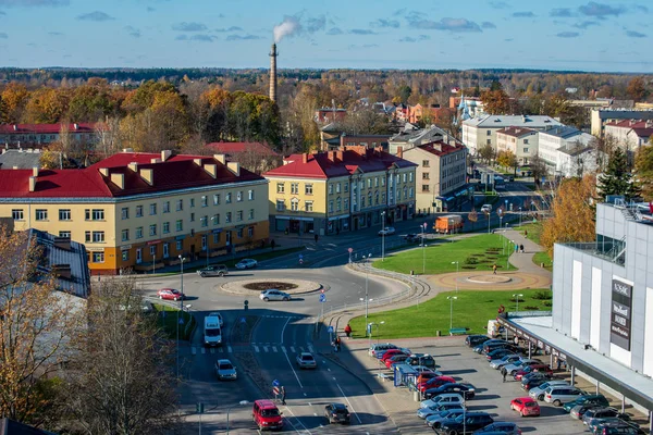 Légi Felvétel Gyönyörű Város Valmiera Lettország — Stock Fotó