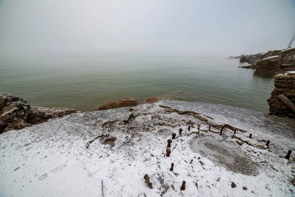 Romjai Régi Háború Fort Liepaja Lettország Havas Téli Napon — Stock Fotó