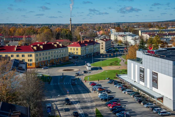 Légi Felvétel Gyönyörű Város Valmiera Lettország — Stock Fotó