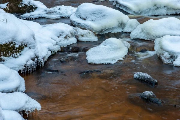 Malerischer Blick Auf Wald Amata Fluss Winter Lettland — Stockfoto