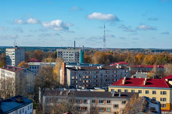 Vista Aérea Bela Cidade Valmiera Letónia — Fotografia de Stock
