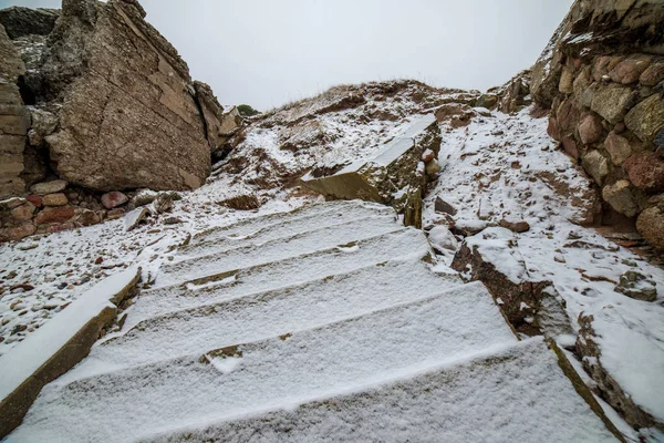 Rovine Del Vecchio Forte Guerra Liepaja Lettonia Nella Nevosa Giornata — Foto Stock