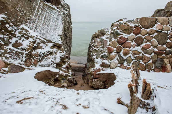 Romjai Régi Háború Fort Liepaja Lettország Havas Téli Napon — Stock Fotó